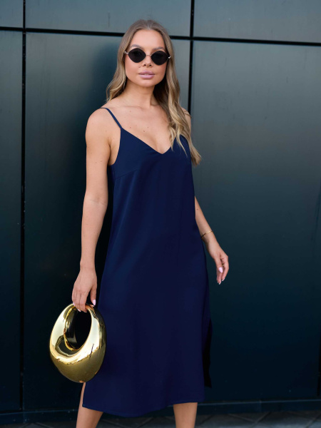 Платье женское комбинация, темно-синее