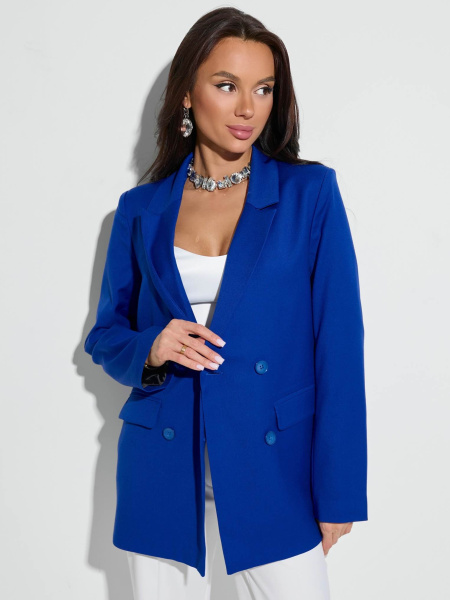 Женский жакет двубортный из вискозы, васильковый 