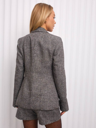 Женский двубортный жакет из твида, серый
