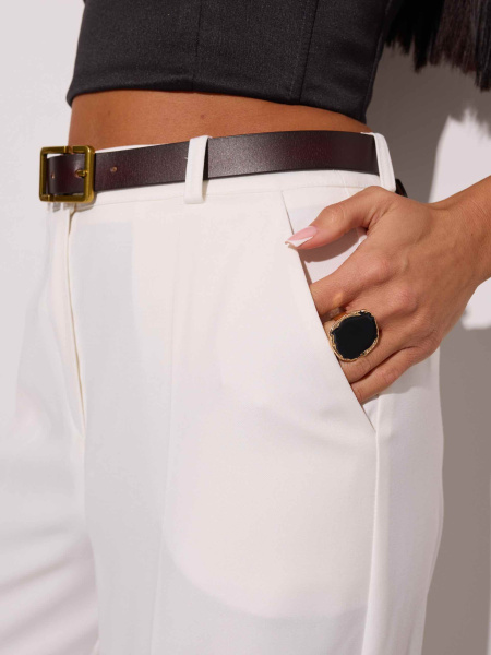 Брюки-палаццо женские из вискозы со стрелками, белые