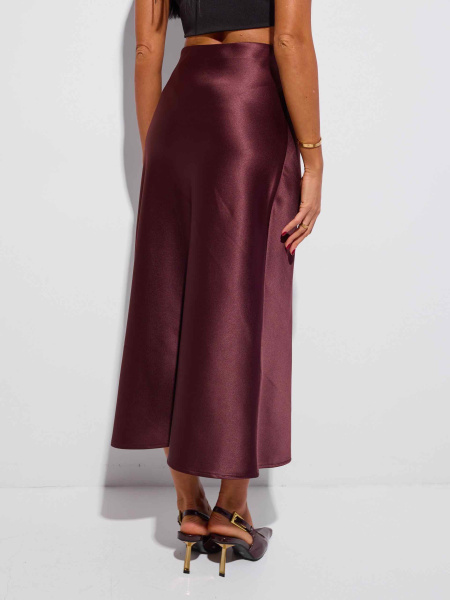 Атласная юбка-миди, горький шоколад 