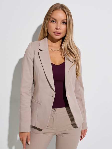 Женский приталенный жакет из хлопка, бежевый