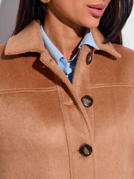 Куртка-рубашка утепленная из пальтовой ткани, кэмел 