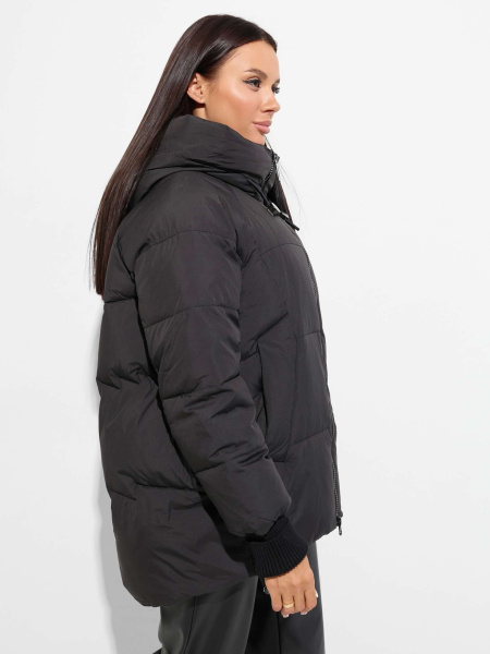 Зимний пуховик с капюшоном и высоким воротником