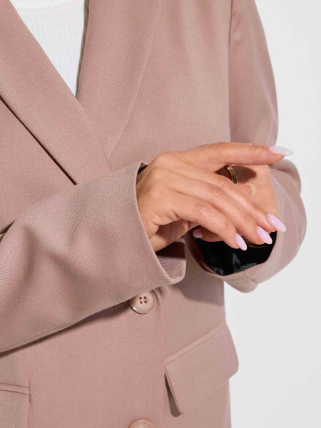 Женский жакет двубортный из вискозы, кофейный