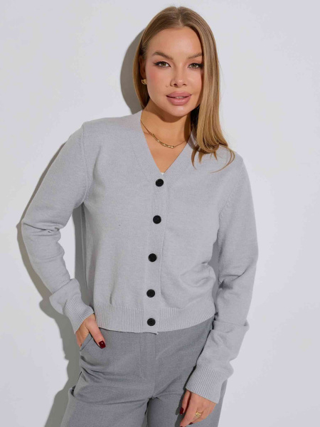 Кардиган с V-образной горловиной, серый