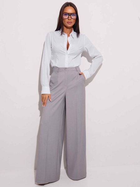 Брюки-палаццо женские из вискозы со стрелками, светло-серые