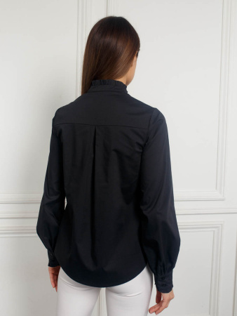 Блузка женская с воротником-стойкой, черная