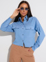 Рубашка женская укороченная с накладными карманами, голубая