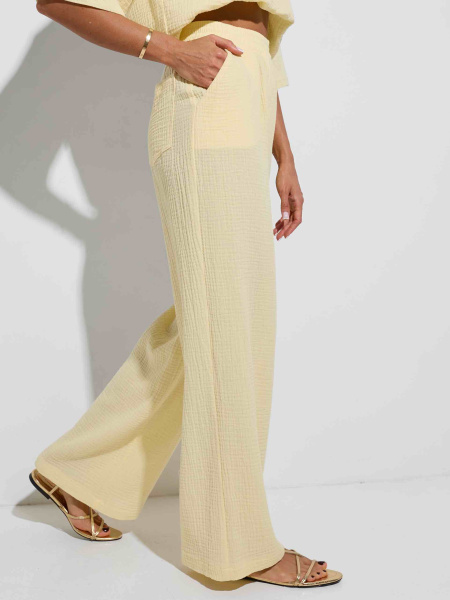 Летние брюки свободного кроя из муслина, желтые