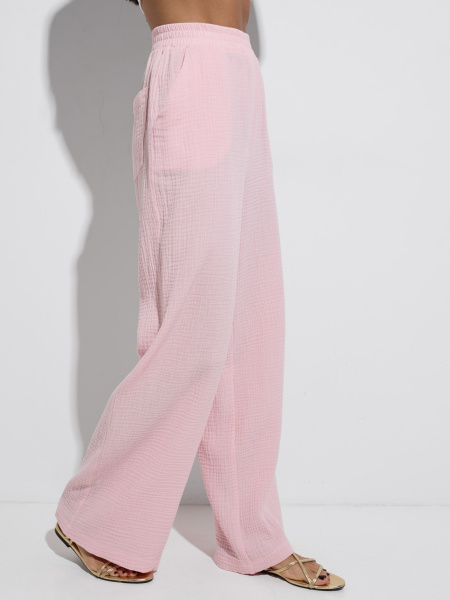 Летние брюки свободного кроя из муслина, светло-розовые