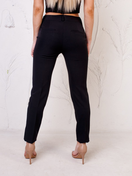 Брюки женские классические с разрезами по низу, черные