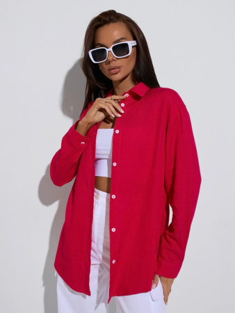 Рубашка женская льняная, фуксия