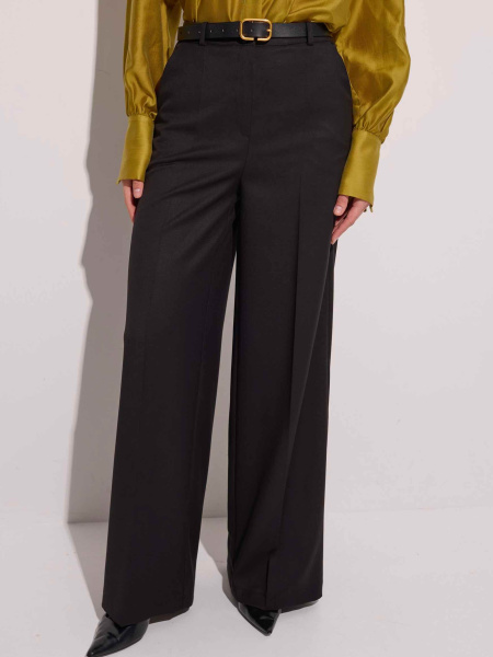 Брюки-палаццо женские из вискозы со стрелками, черные