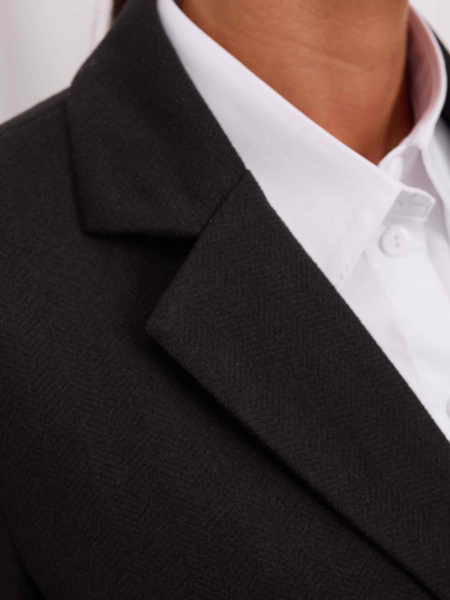 Женский классический приталенный жакет из твида, темно-серый