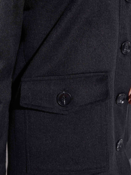 Куртка-рубашка утепленная из пальтовой ткани, черная