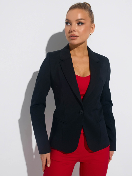 Женский приталенный жакет из хлопка, черный