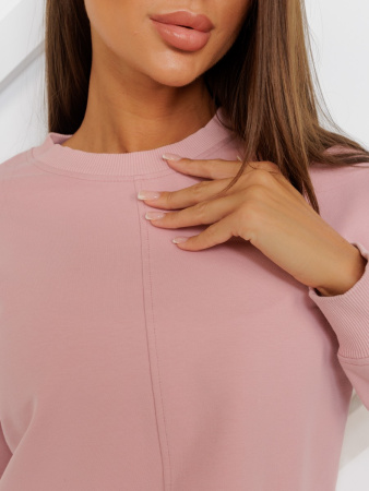Свитшот женский со спущенной проймой рукава, темно-розовый