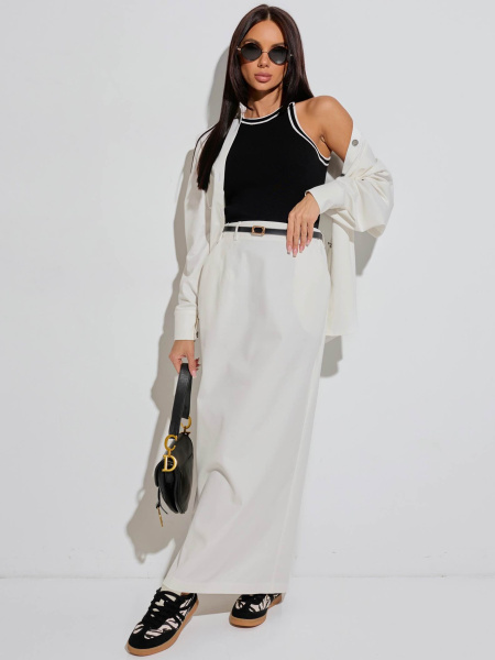 Юбка-макси джинсовая, белая