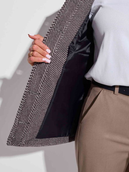 Куртка-рубашка утепленная из пальтовой ткани, черно-серая