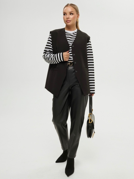 Жилет женский костюмный свободного кроя, черный