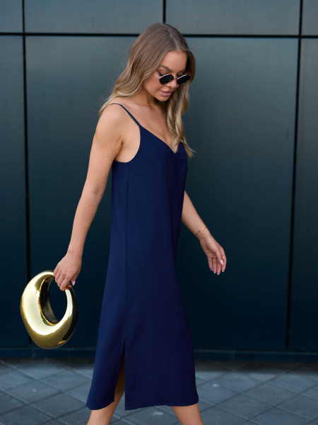 Платье женское комбинация, темно-синее