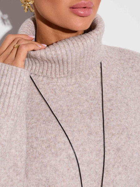 Базовый свитер с высоким воротником, бежевый меланж