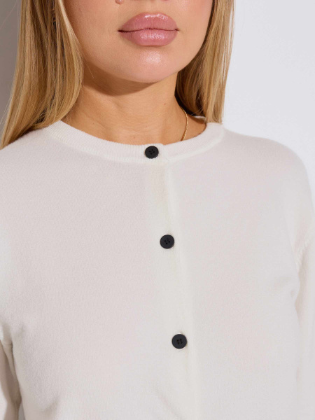Кардиган с круглой горловиной, белый