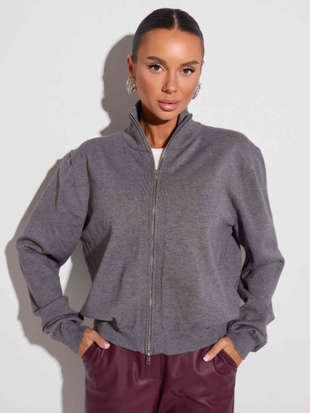 Джемпер на молнии, меланжевый графит