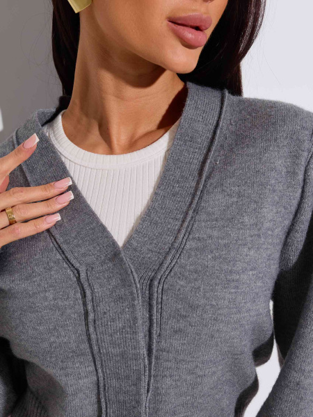 Кардиган с объемными рукавами, серый