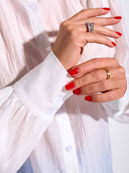 Прозрачная рубашка с воротником-стойкой, белая