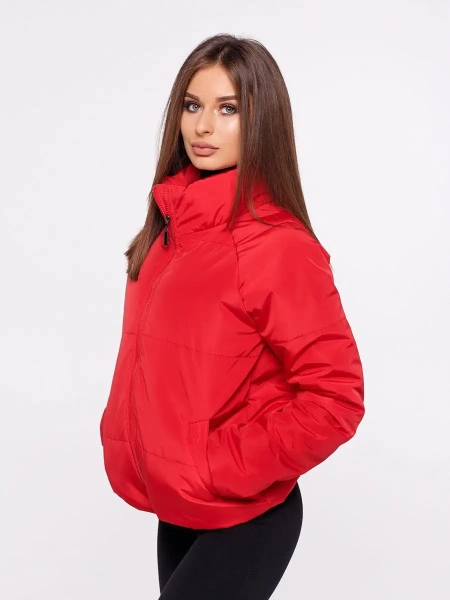 Куртка женская короткая демисезонная, красная