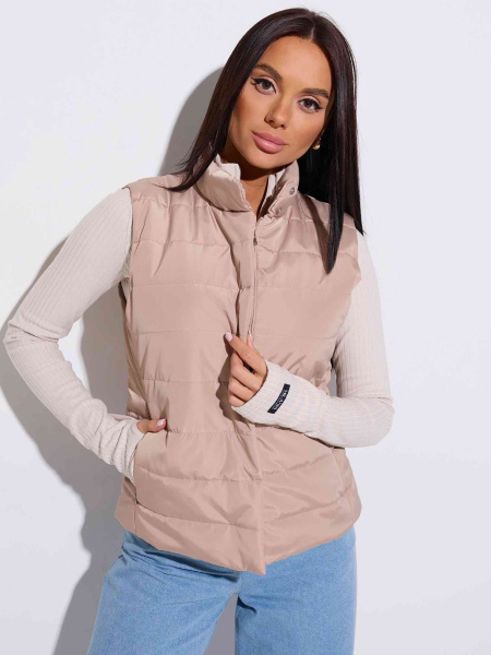 Жилет женский утепленный стеганый, бежевый