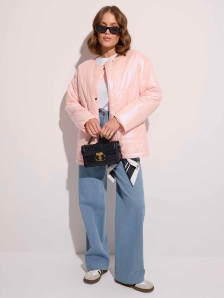 Куртка демисезонная c круглой горловиной, розовый жемчуг 