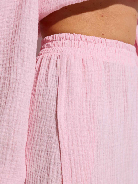 Юбка-макси с разрезами из муслина, светло-розовая