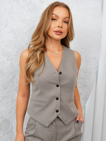 Жилет женский классический из вискозы, серый