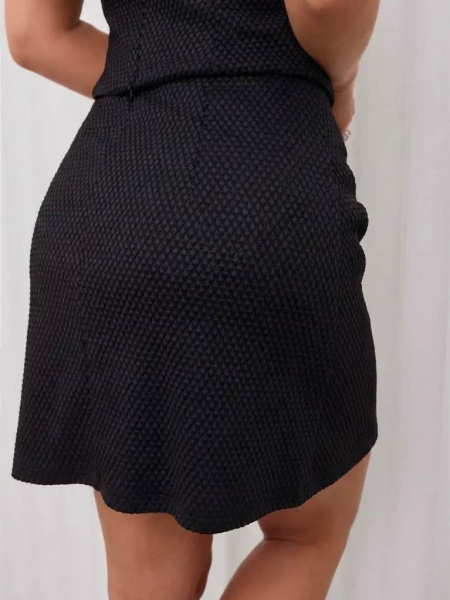 Блестящая мини-юбка, черная