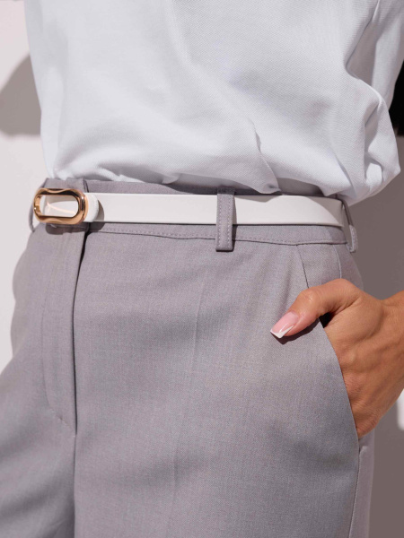 Брюки-палаццо женские из вискозы со стрелками, светло-серые