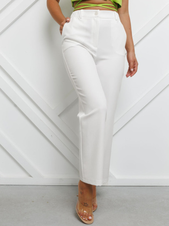 Женские прямые брюки на резинке, белые