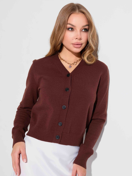 Кардиган с V-образной горловиной, шоколадный