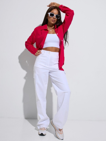 Рубашка женская льняная, фуксия