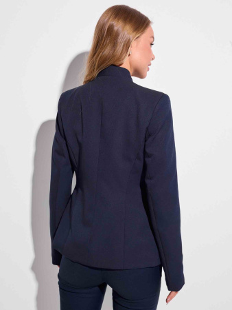 Жакет женский приталенный с воротником-стойкой, темно-синий