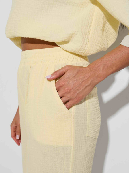 Летние брюки свободного кроя из муслина, желтые