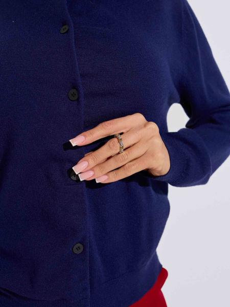 Кардиган с круглой горловиной, синий