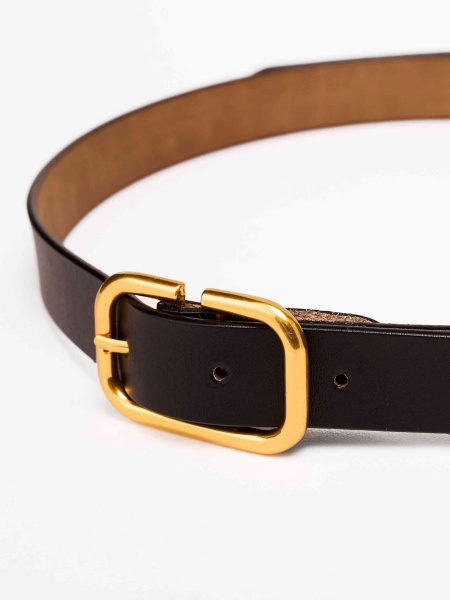 Ремень классический из натуральной кожи, черный