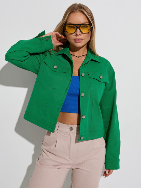 Жакет женский джинсовый, зеленый