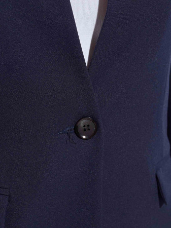 Жакет женский приталенный с воротником-стойкой, темно-синий