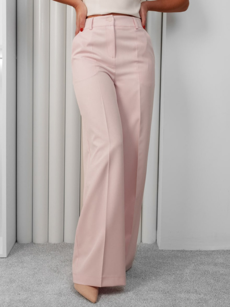 Брюки-палаццо женские классические, светло-розовые