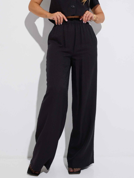 Брюки-палаццо женские из вискозы на резинке, черные