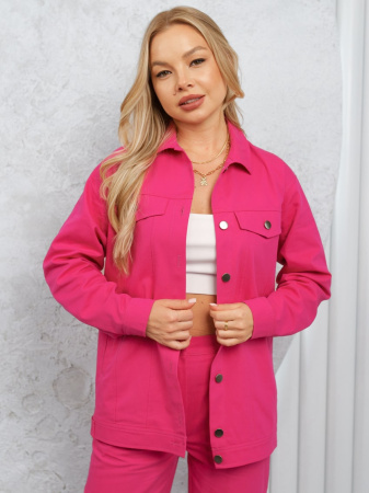 Куртка женская джинсовая удлиненная, малиновая